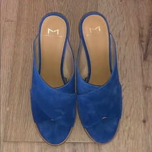 Blue heels with box heel